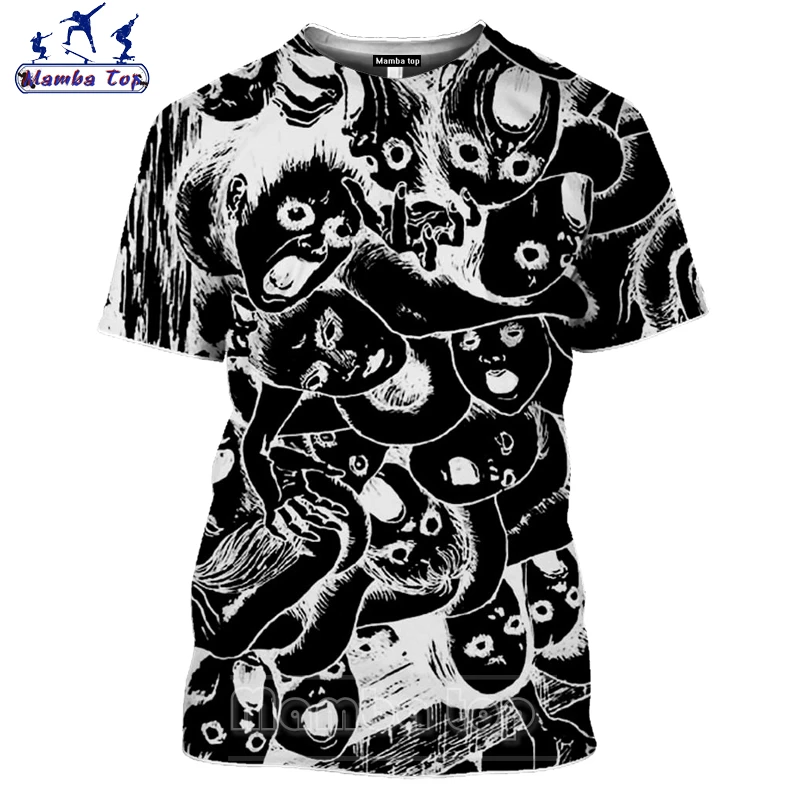 Топ Mamba летняя мужская футболка мультяшная девушка 3D принт Япония триллер комикс
