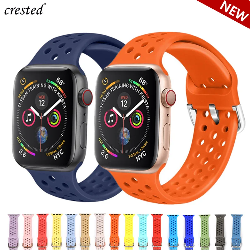 Sport Loop Band For Apple Watch 44mm 40mm Silicone Strap For Apple Watch 3 4 5 6 SE 44mm 40mm 42mm 38mm