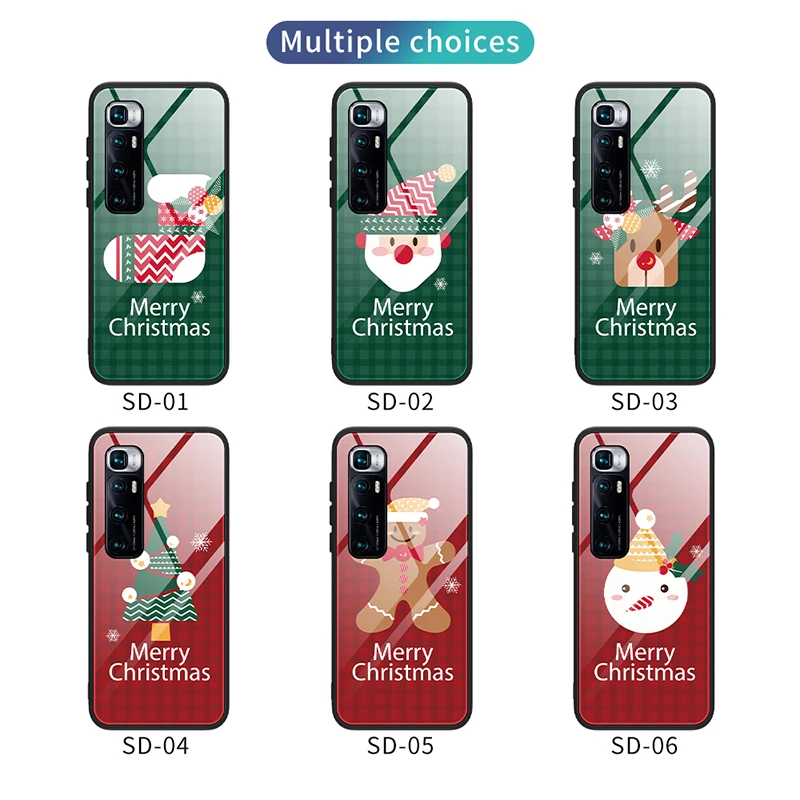 

Glass Case For Xiaomi 10 Ultra 9 Lite SE Redmi Note 9S Pro 9A 8 8T 7 6 Pro 5 7A 8A K20 K30 Pro Phone Case Christmas Socks Cover