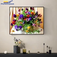 photocustom pictures by number purper flowers kits home decor painting by number landscape drawing on canvas handpainted art gif