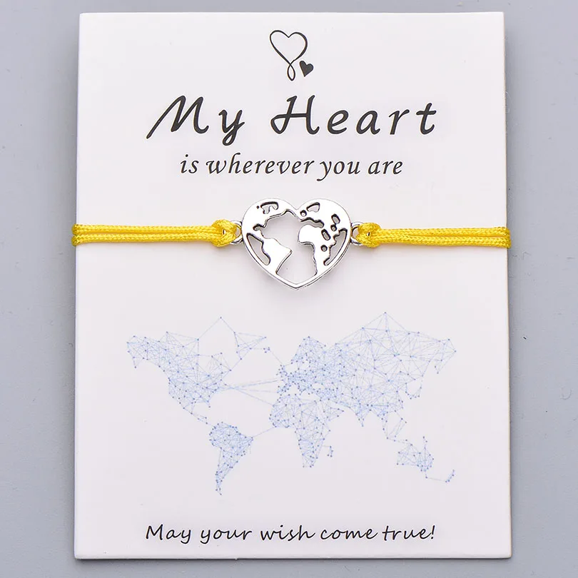 Pipitree Lucky My Heart карта мира браслет ручной работы регулируемая красная струна Очаровательные Браслеты Wish ювелирные изделия подарок для женщин мужчин влюбленных
