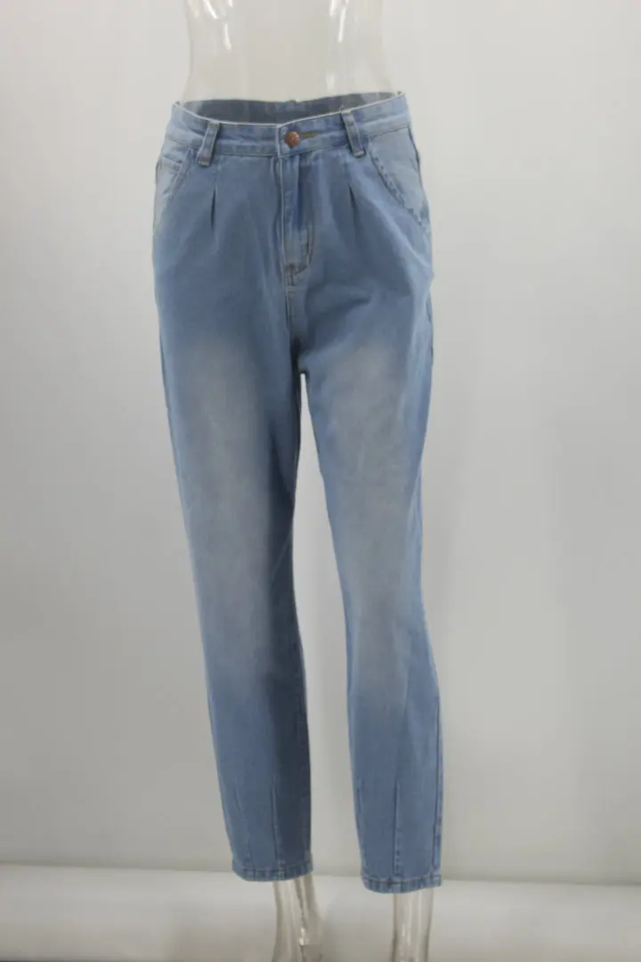 

Denim Pants Women High Waist Washed Jeans Pocket Bleached Summer Casual Trousers 2020 Baggy Work Jean Women Vintage