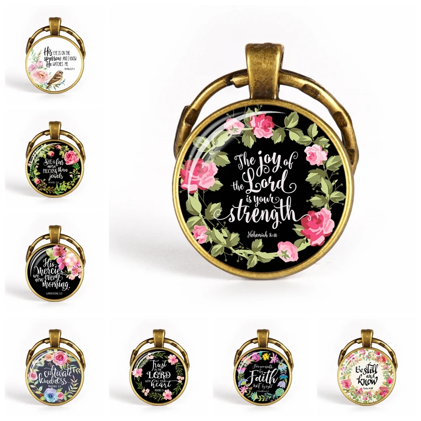 Брелок со стеклянным кабошоном металлический брелок с изображением веры в