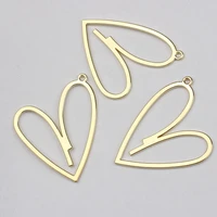 35mm 6pcslot zinc alloy matte golden flat hollow heart charms pendant for diy jewelry making finding accessories