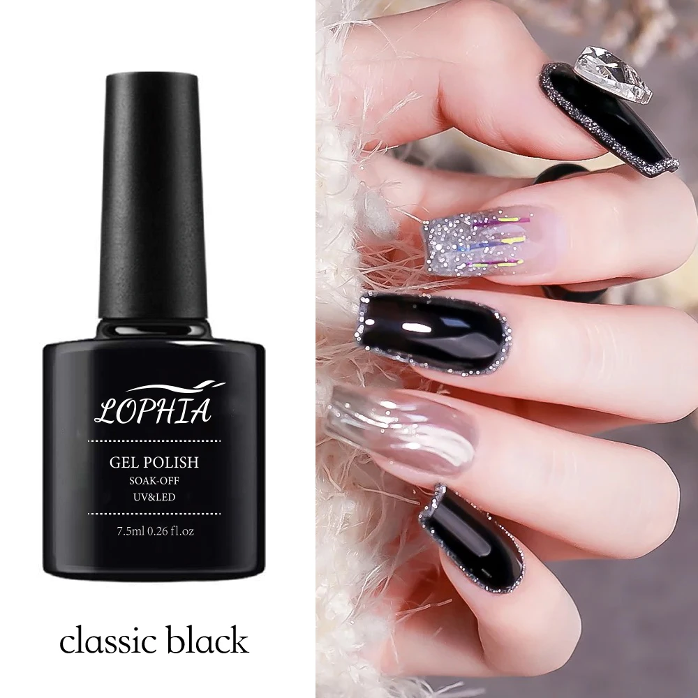 

LOPHIA 7.5ml gel nail polish Classic Black White Color fast shipping Cosmetics Nail Art Manicure gel top and base coat