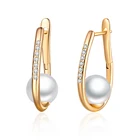 Серьги-гвоздики с белым натуральным жемчугом женские, простые ювелирные украшения для вечевечерние с золотым кубическим цирконием с жемчугом, хороший подарок для девушек