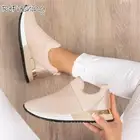Женские летние кроссовки, однотонные дышащие спортивные туфли без шнуровки, эластичные кроссовки с резинкой, Женская Вулканизированная обувь, 2021