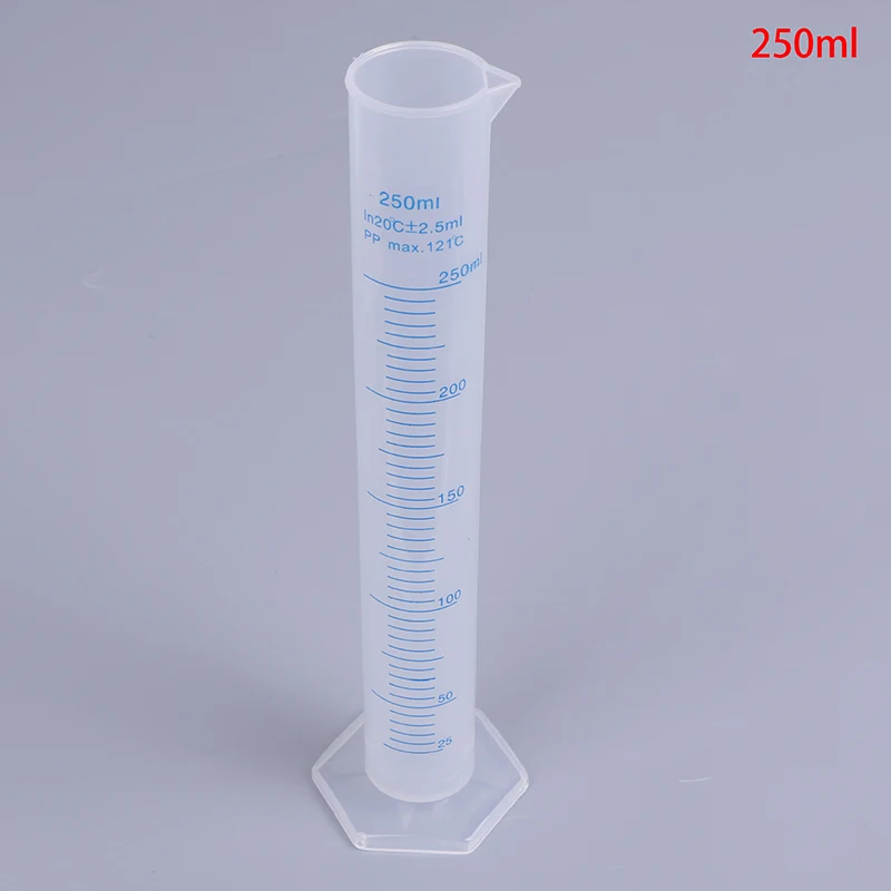 

1 шт. 250 мл Пластик мерный цилиндр лаборатории Тесты Градуированный трубки инструмент доступным химический набор