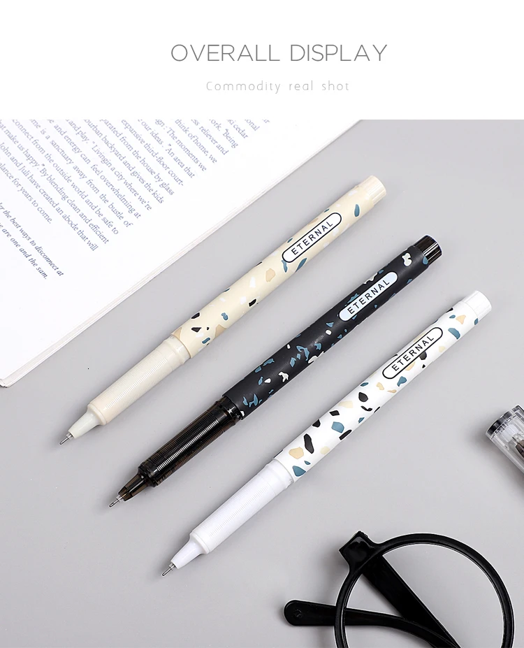 JIANWU 3pcs/set Simple lovely Large Capacity Gel Pen Quick-drying Neutral Pen for student black ink pen kawaii school supplies