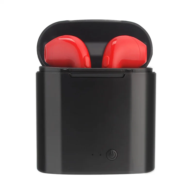 black red earphone I7s TWS Bluetooth наушники туры Беспроводная гарнитура стерео беспроводные наушники спортивные наушники с микрофоном для телефонов Xiaomi - Цвет: black red earphone