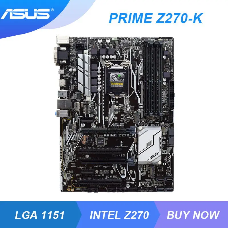 

ASUS PRIME Z270-K LGA 1151 Intel Z270 игровая материнская плата ddr4 64 Гб 2 × M.2 PCI-E 3,0 HDMI USB3.1 ATX Core i3 7300 7100 процессоры