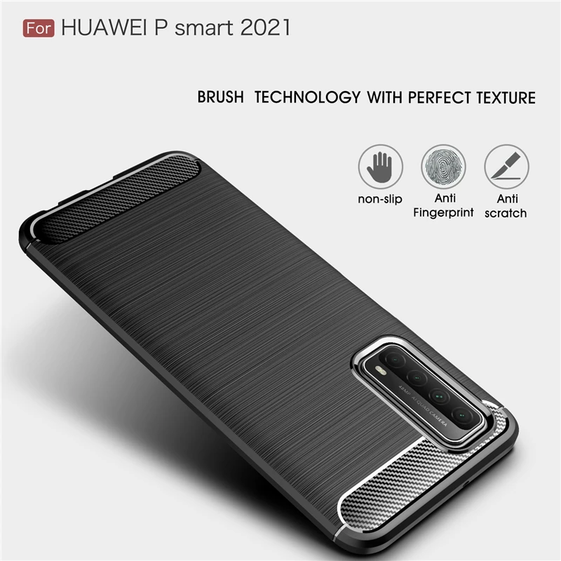 for huawei p smart 2021 case carbon fiber anti knock shockproof soft case for huawei p smart 2021 cover for huawei p smart 2020 free global shipping
