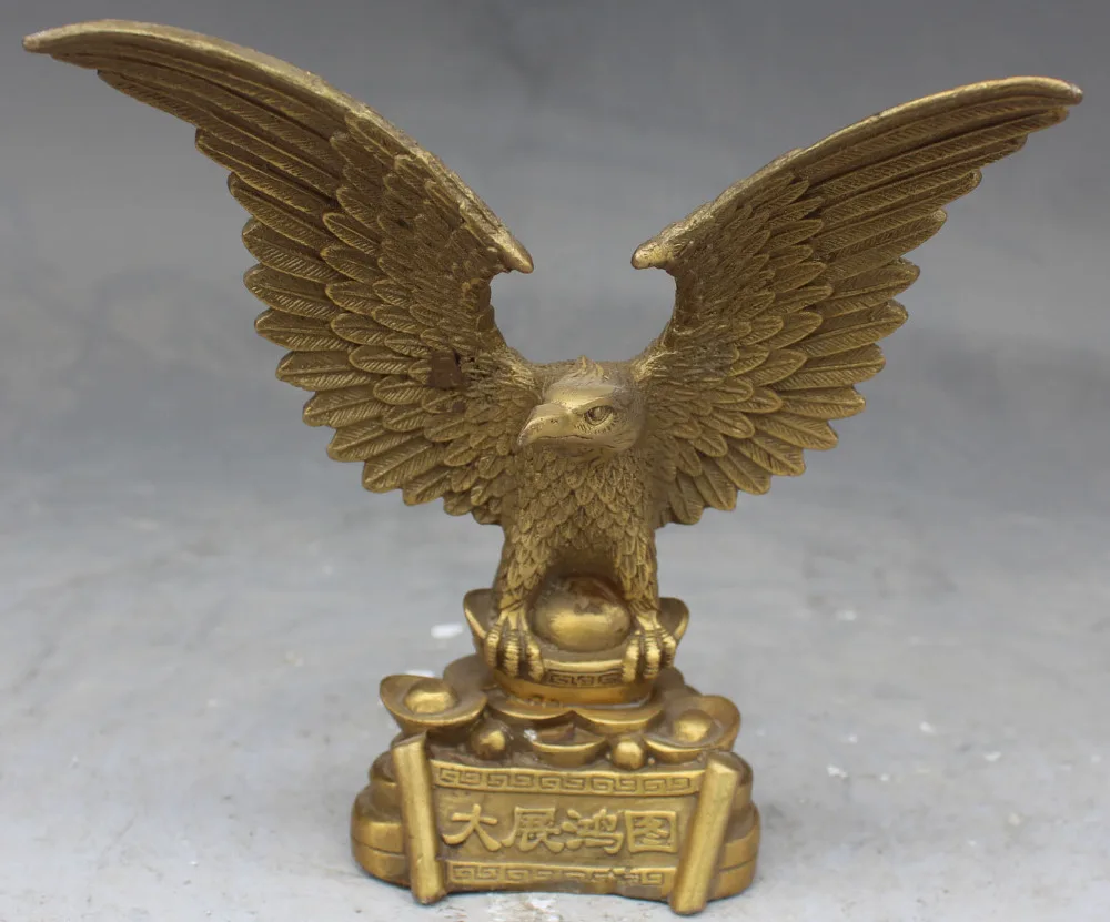 Ymying китайский латунный ручной работы Летающий открытый парик Орел ястреб Jove King