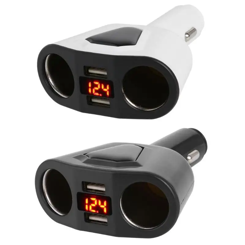 Цифровой дисплей 2 способа автомобильного прикуривателя Разветвитель короткого