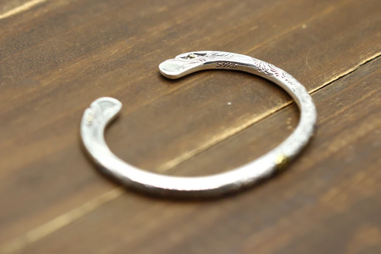 Открытый браслет из серебра S925 пробы персонализированный ретро-браслет в стиле