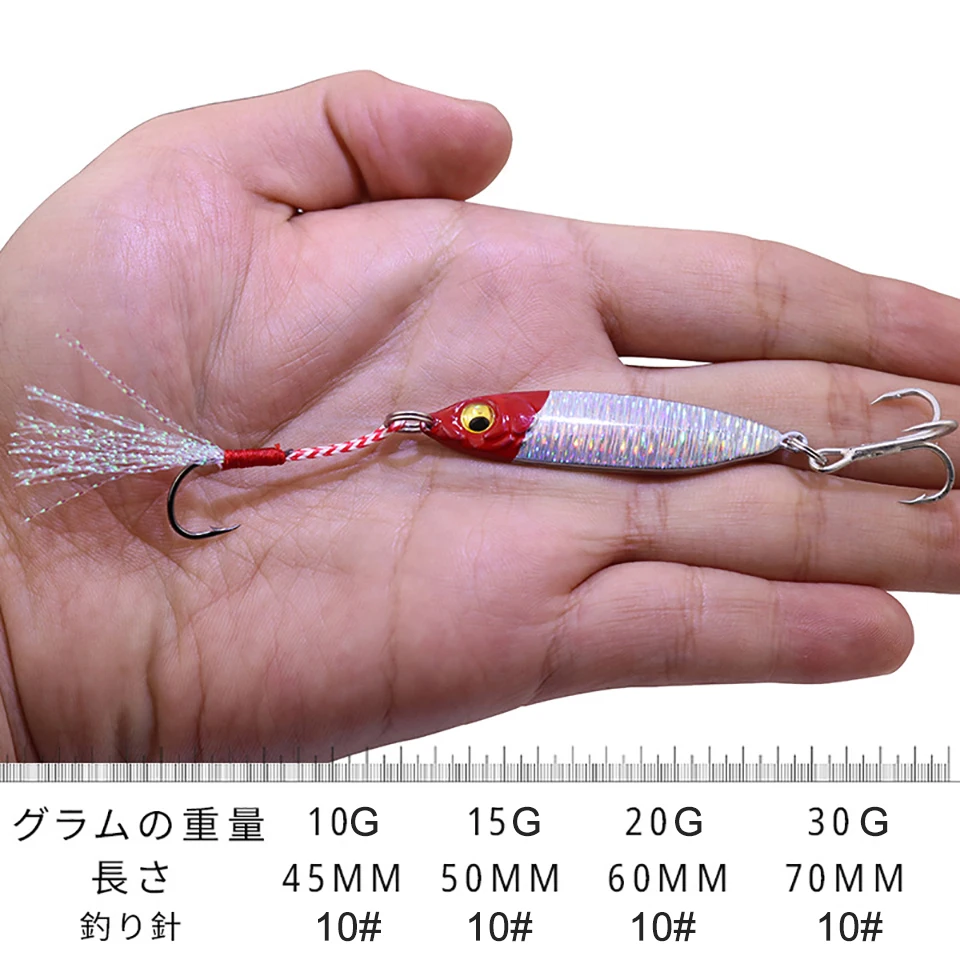 

KoKossi 1PCS Fishing Hard Lures 10G/15G/20G/30G Metal Artificial Bait Treble Hook Pesca Winter 3D Eyes Sinking Fishing Tackle
