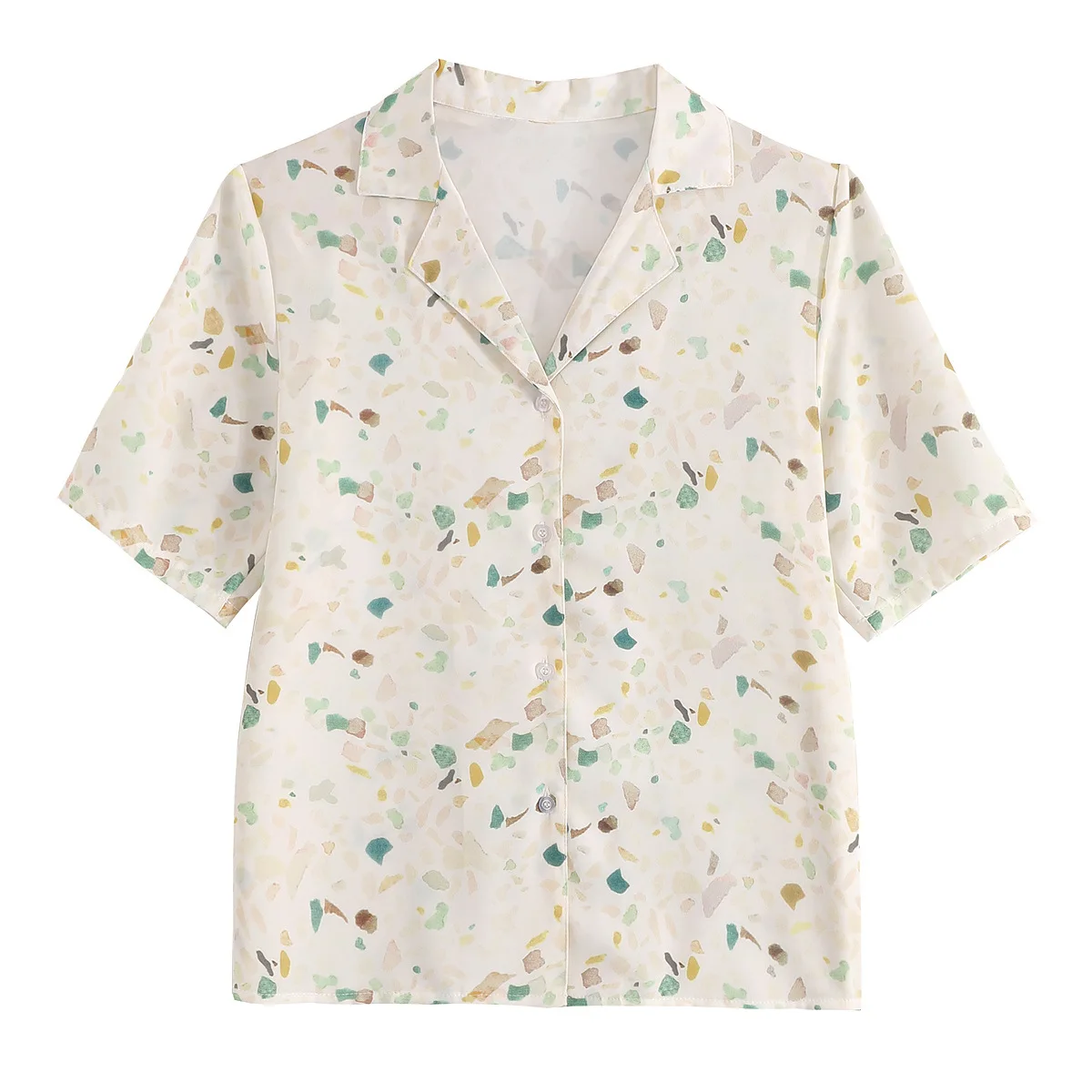 

2021 new summer floral chiffon shirt fashion western style short-sleeved shirt small shirt temperament women