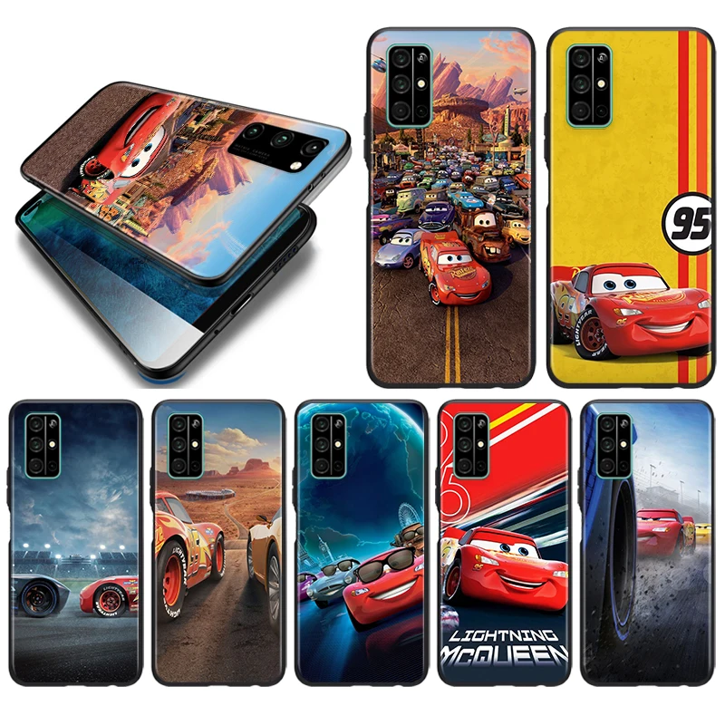 

Cars Lightning McQueen Soft TPU Cover For Honor 50 X20 SE V30 30 30S Magic 3 Play 5 5T Pro Plus 5G Black Silicone Phone Case
