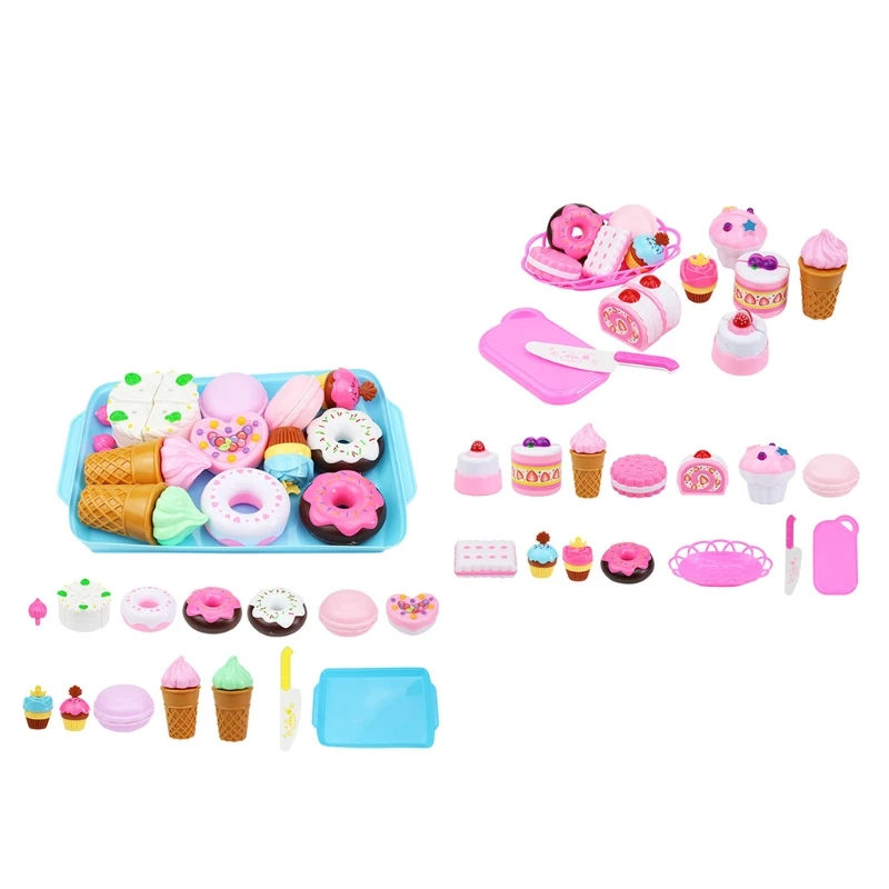 

425F Simulation Dollhouse Accessories Pastry Kitchen Ware Toy Pretend Play Set Dessert Cookie Cupcake Macaron Donuts