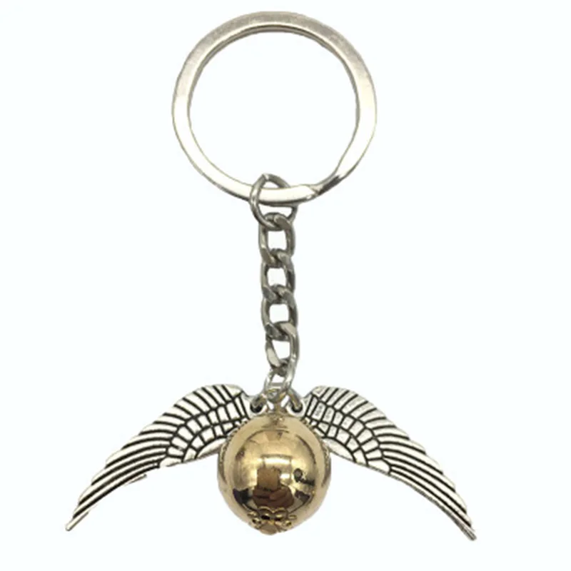 keychain silver Гарри ювелирное изделие Золотой снитч Закладка ожерелье браслет брелок популярный Винтажный стиль милые Угловые Крылья Серьги для женщин и детей - Цвет: keychain silver