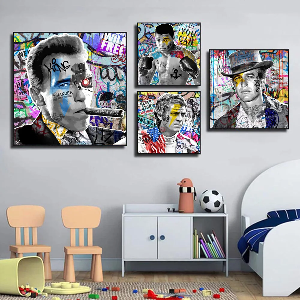 

Abstract Wall Decor Famous Person Street Art Graffiti Movie Poster And Prints Smoking Man Canvas Painting For Living Room
