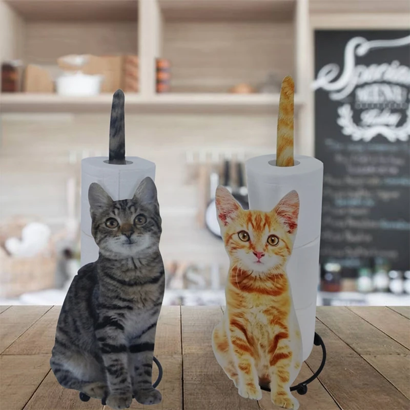 

Animal Themed Decorative Toilet Roll Holders Metal Cat Free Standing Bathroom Ac 35EC