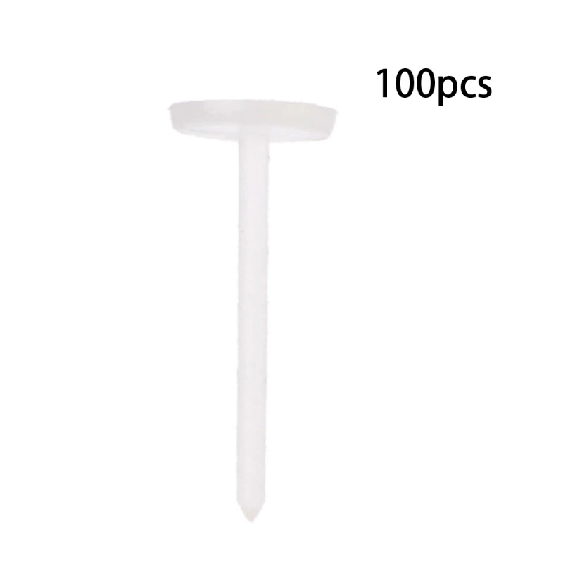 

100PCS Invisible Clear Plastic 5mm 3mm Flat Blank Pad Earring Nail Pin Ear Post