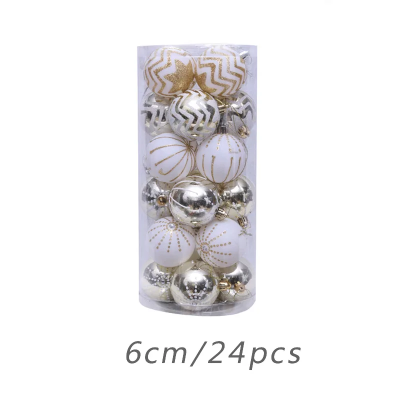 24Pcs Christmas Tree Ball Decoration Ornaments 6cm Colorful Balls New Year Gifts hallway and on the tree decor
