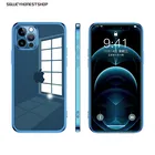 Позолоченный край квадратный мягкий прозрачный чехол для телефона чехол для iPhone 12 11 Pro Max 12 мини XR XS макс 7 8 Plus Мягкий Прозрачный чехол для телефона из ТПУ на заднюю панель