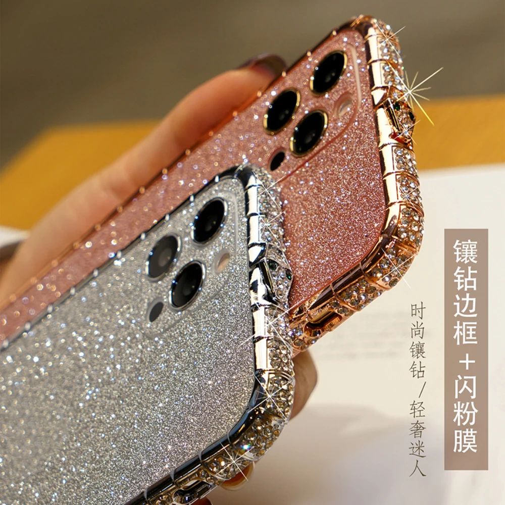 

Bling Diamond Bumper Protective Crystal Metal Frame Case For iPhone12 12 Pro Max iPhone 12 Mini Capa Glitter Rhinestone Film