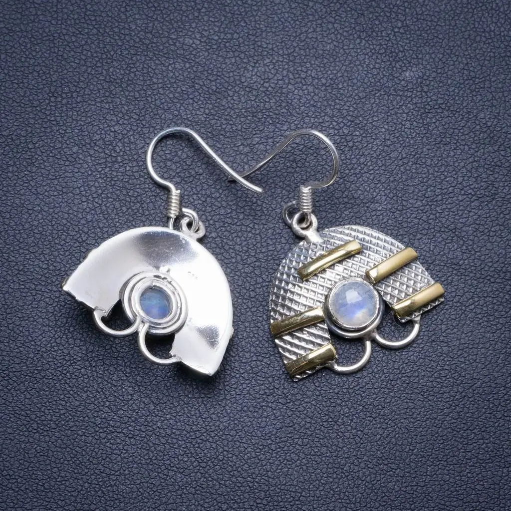 Натуральные двухцветные радужные лунные камни ручной работы Уникальные 925 пробы