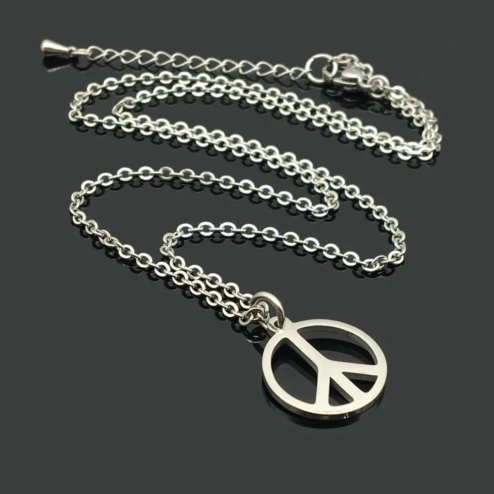 Ожерелье из нержавеющей стали с круглой полой линией антивоенный символ звено