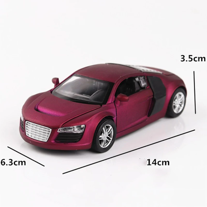 1:32 R8 квази-спортивный сплав модель автомобиля класса выделяется фиолетовый матовая текстура украшения Коллекция игрушек для детей