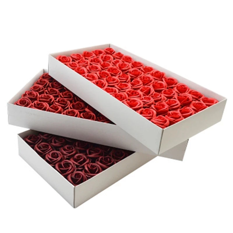 

50PCS Valentine's Day Gift Four-layer Rose Soap Flower Head Eternal Preserved Fresh Flower Bath Perfume Home Wedding Decoration