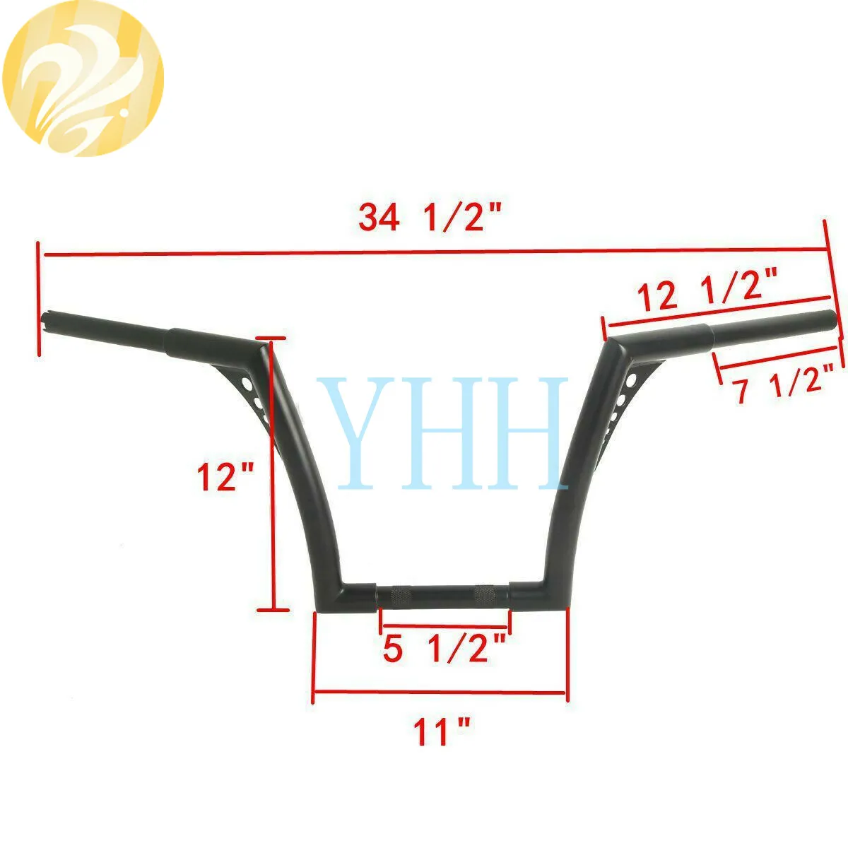 

Motorcycle Black Iron 12" Rise Ape Hangers 1-1/4" Handlebar For Sportster 883 1200 Softail FLST FXST Sportster XL