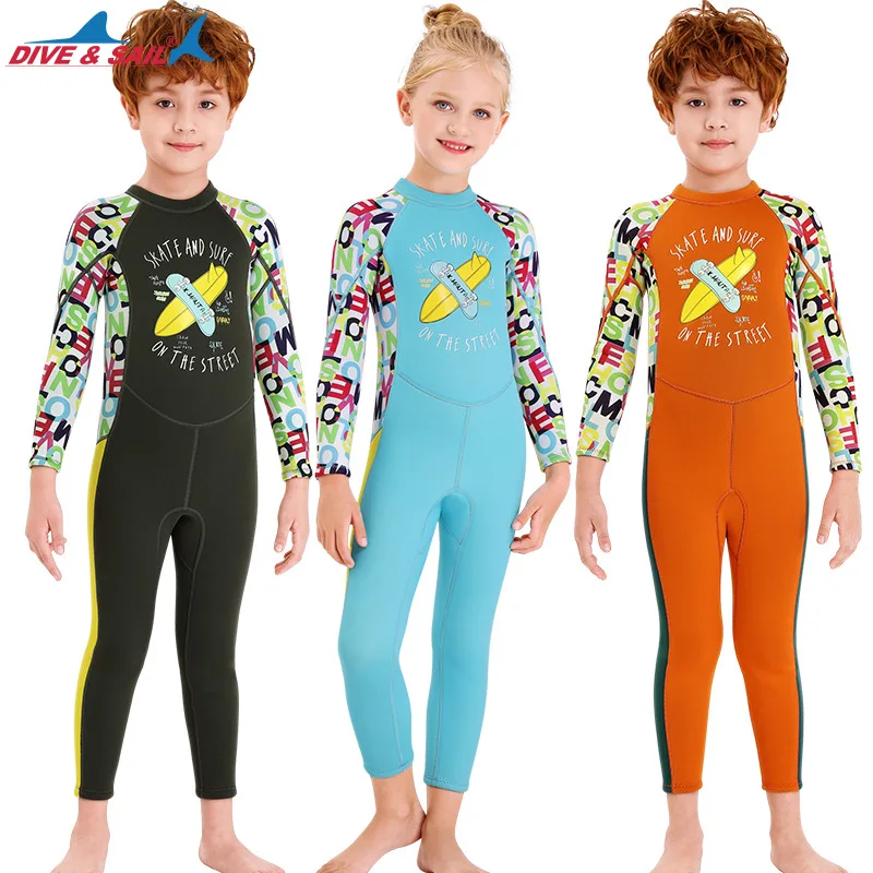 

DIVE & SAIL Wetsuit Boys girls 2.5MM neoprene Scuba diving suit children snorkeling Swimsuit Sun-proof drifting Surfing swimwear