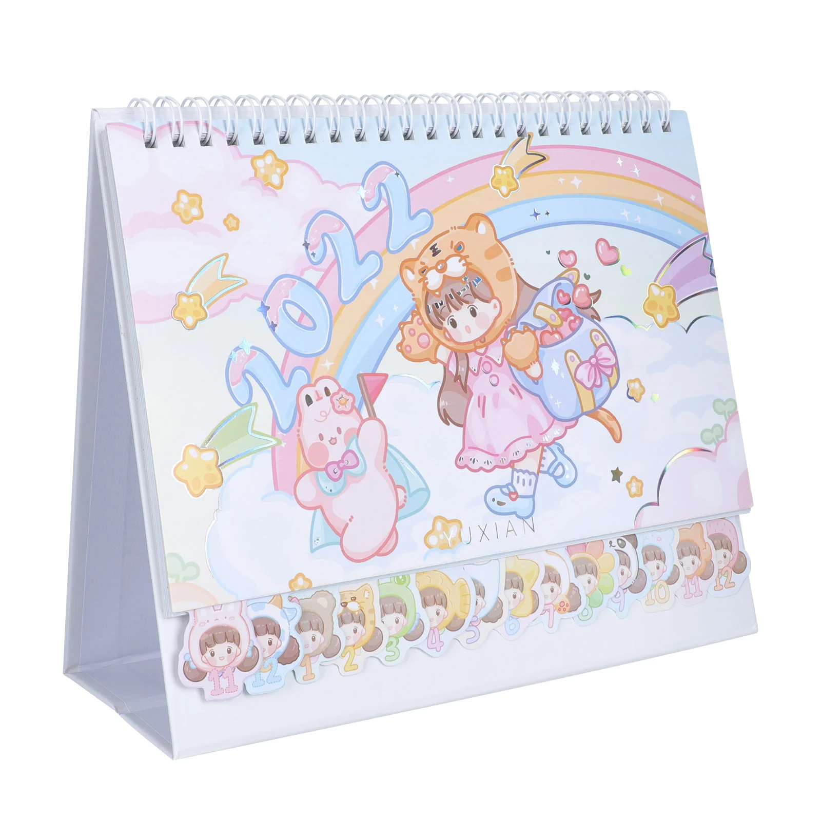 

1 Set of Paper Calendar 2022 Tabletop Calendar Cartoon Design Calendar for Home