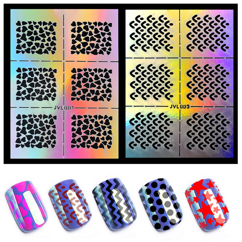 

Laser Hollow Silver Hollow Nail Sticker Sequined Nail Sticker Self-adhesive Manicure Sticker Nail Stickers Art Accessori Stylish