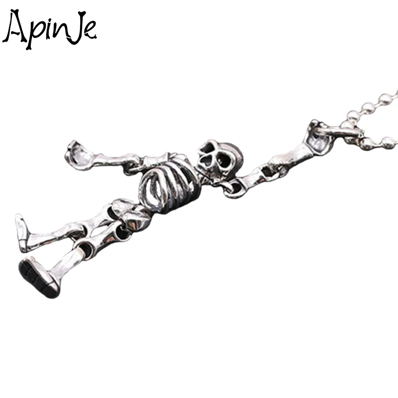 

Apinje 925 Sterling Silver Whole Skull Pendant Thai Silver Necklace Pendant Men And Women Fashion Hip Hop Jewelry