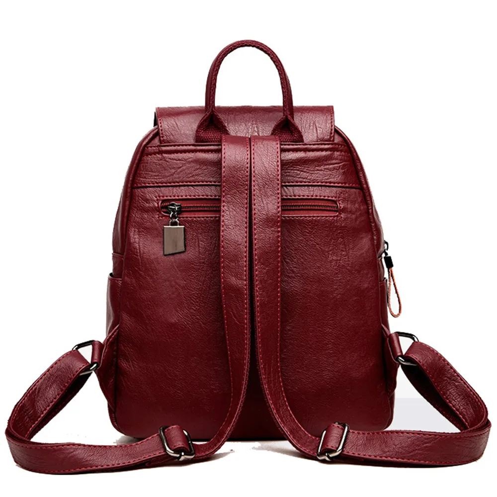 VANDERWAH рюкзак с двойной молнией женский кожаный женские школьные сумки для