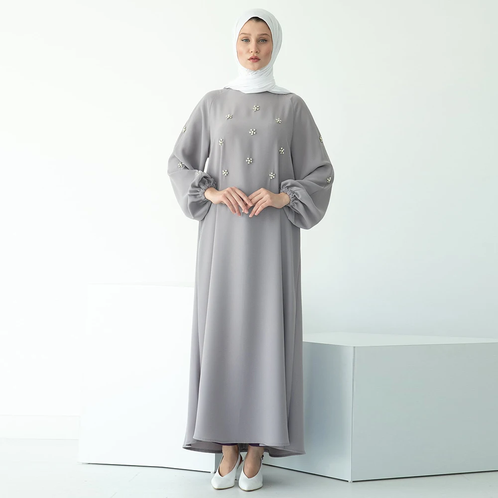 

Eid Mubarek Modest Abaya Dress for Women Dubai Turkey Arabic Moroccan Kaftan robe Muslim hijab Dress Islamic Clothing Vestidos