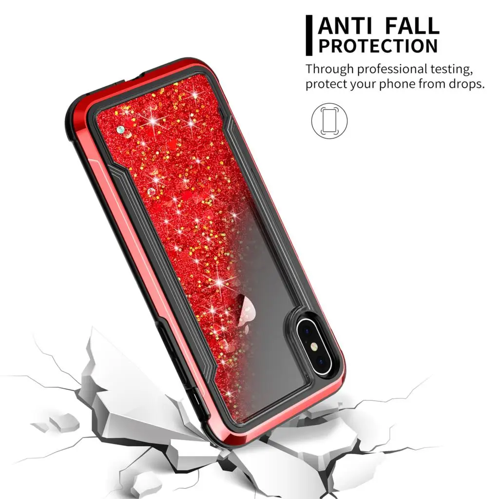 Броня Гибридный ударопрочный каучук бампер чехол для iPhone 11 Pro Max 6 6s 7 8Plus X XS Max XR жидкий сыпучий песок украшение блестки чехол