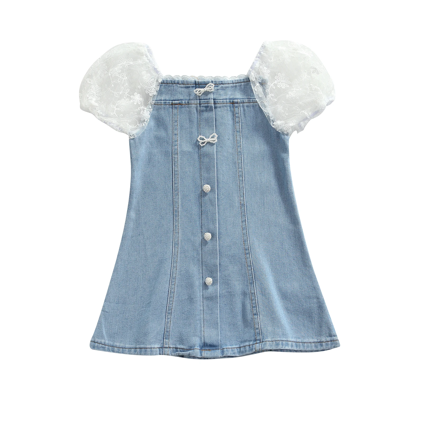 Повседневное джинсовое платье с коротким рукавом для маленьких девочек модное