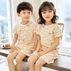 Пижама для мальчиков и девочек, новинка, летняя детская одежда с коротким рукавом, одежда для сна, хлопковые комплекты пижам для детей 2, 4, 6, 8, 10, 12 лет