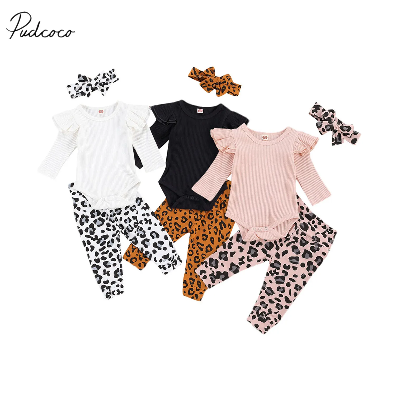 3 предмета Одежда для маленьких девочек Новый однотонный комбинезон в рубчик с