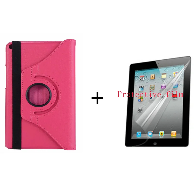 rose red and film Вращающийся на 360 из искусственной кожи чехол для huawei MediaPad T3 8,0 Honor Play Pad 2 KOB-L09 KOB-W09 чехол для планшета huawei T3 8,0+ пленка - Цвет: rose red and film