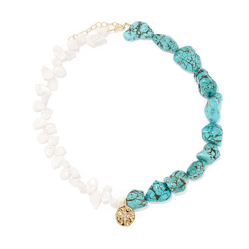 Ожерелье с бирюзовым натуральным жемчугом для женщин | Украшения и аксессуары