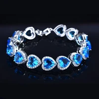 romantic ocean of the heart blue crystal bracelet for women imitated sapphire love bracelet wedding jewelry valentines gift