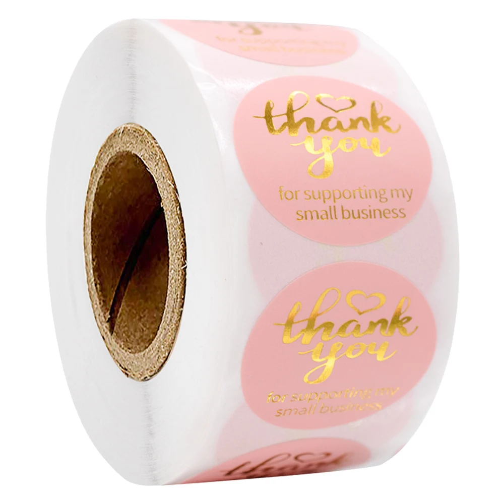 

Золотая фольга, розовая бумага, спасибо, наклейка s 500 шт., 1 дюйм, круглая наклейка для поддержки моего бизнеса для детей, игрушечная наклейка ...