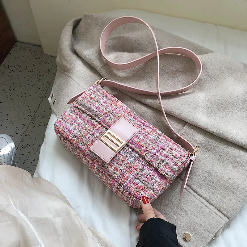 Jollque женская сумка с вставкой из шерсти винтажная роскошная на плечо твидовые